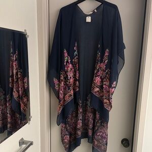 Soft Surroundings Dark Blue Floral Cape